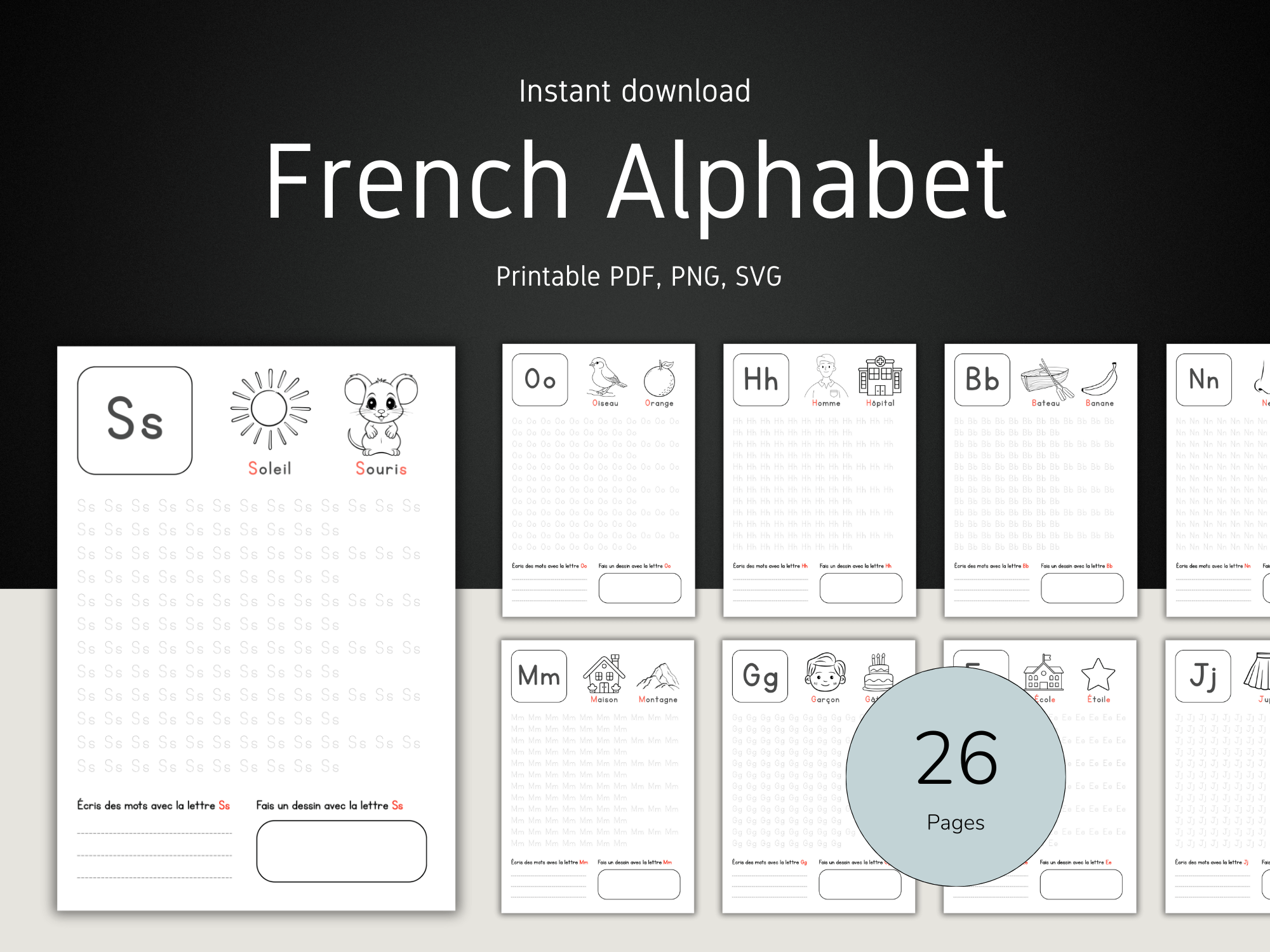 French alphabet worksheets