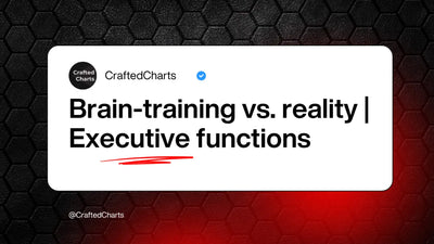 "Brain-training vs. reality  Executive functions" text on a red and black background