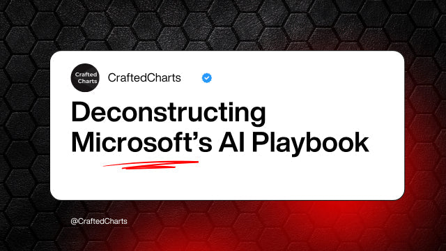 "Deconstructing Microsoft’s AI Playbook" text on a black and red background