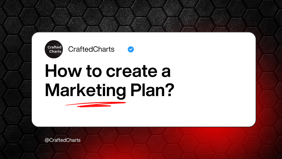 "How to create a marketing plan" text on a white and black background