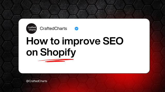 "how to improve SEO on Shopify" text on black and red background