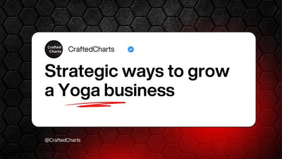 "Strategic ways to grow a Yoga business" text on white an black background