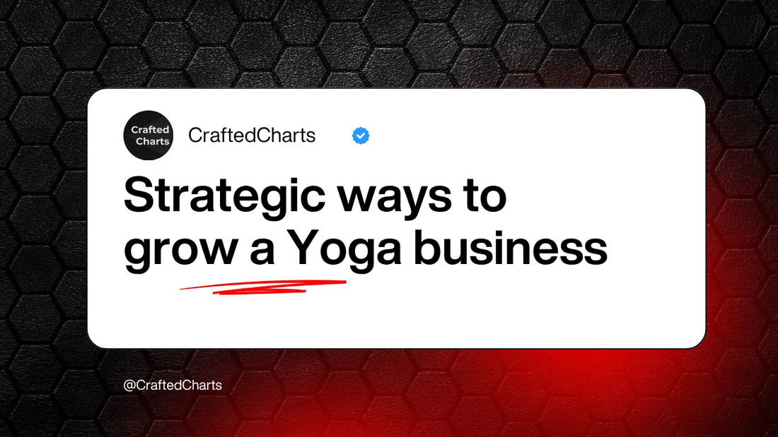 "Strategic ways to grow a Yoga business" text on white an black background
