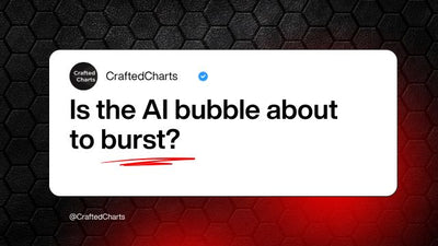 "Is the AI bubble about to burst?" text on a white and black background