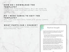 Instructions on downloading and editing a Canva template with text and a small preview of the design.