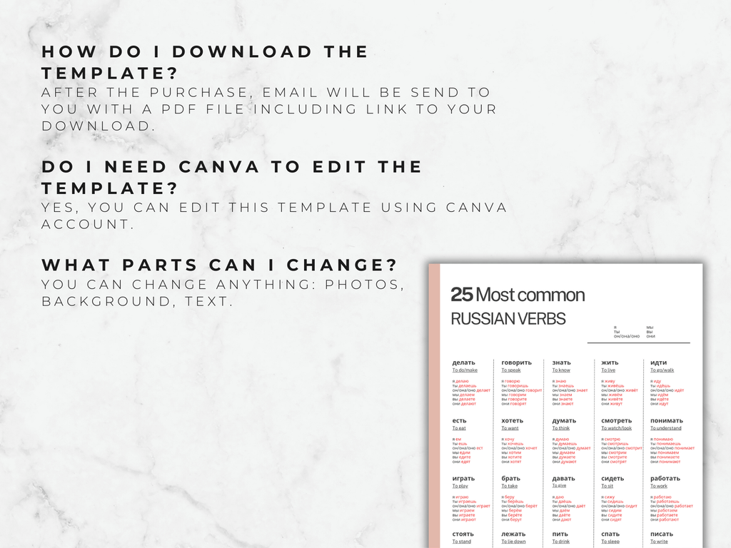 Russian verbs conjugation Template