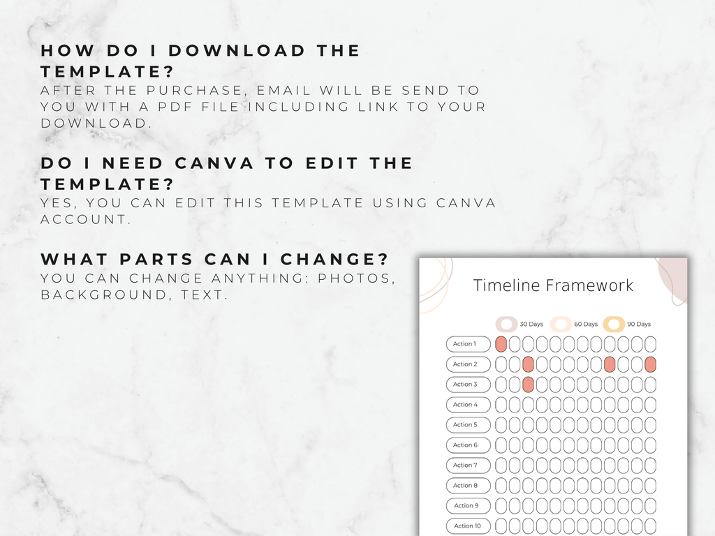 30 60 90 Day Challenge Template: Goal & Habit Tracker (Canva, A4/US Letter)