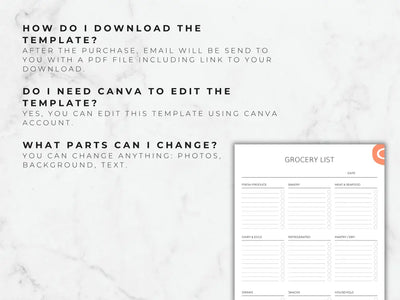 Grocery List Template | Categorized Digital Spreadsheet