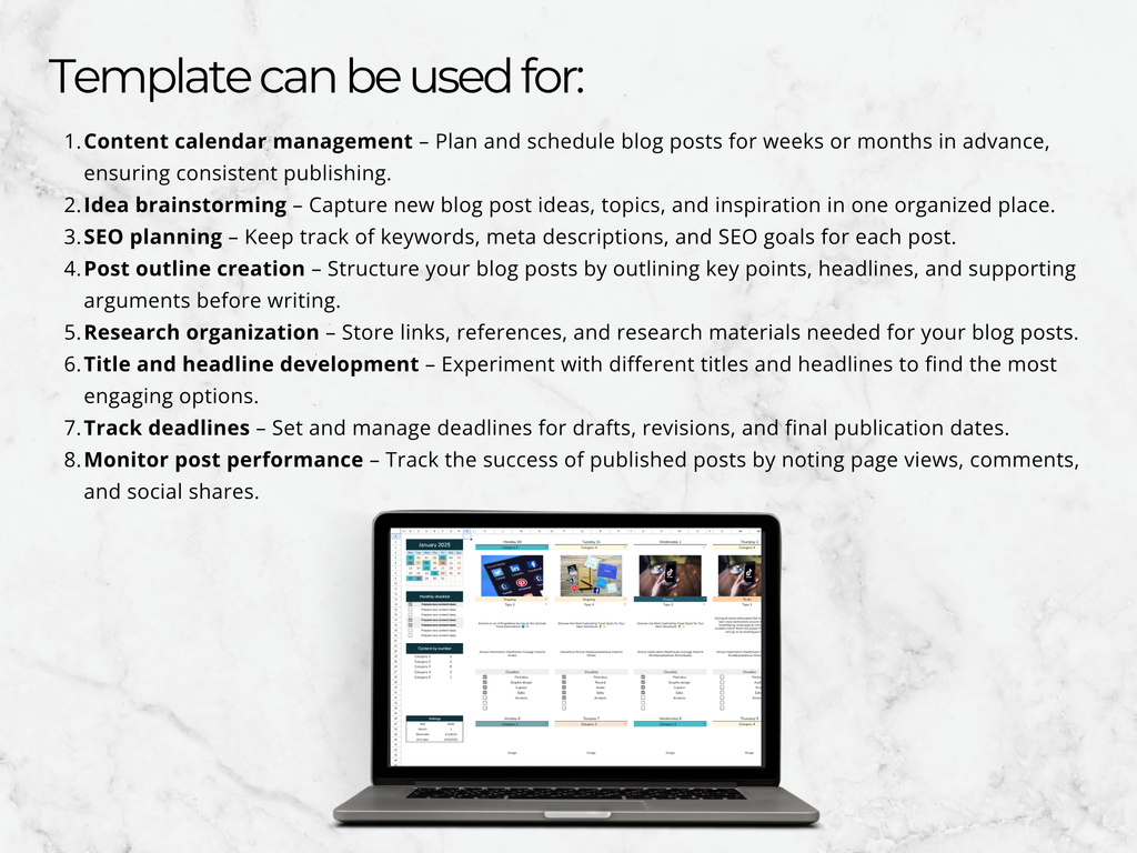 Blog Post Planner & Content Calendar 2025–2026 | Google Sheets Digital Template