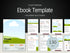 Ebook template with various pages displayed on a dark background