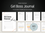 Girl Boss Journal with various pages displayed on a dark background