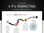 4 P's Marketing template with icons and text on a dark background