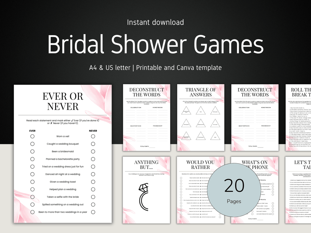 Printable Bridal Shower Games Bundle