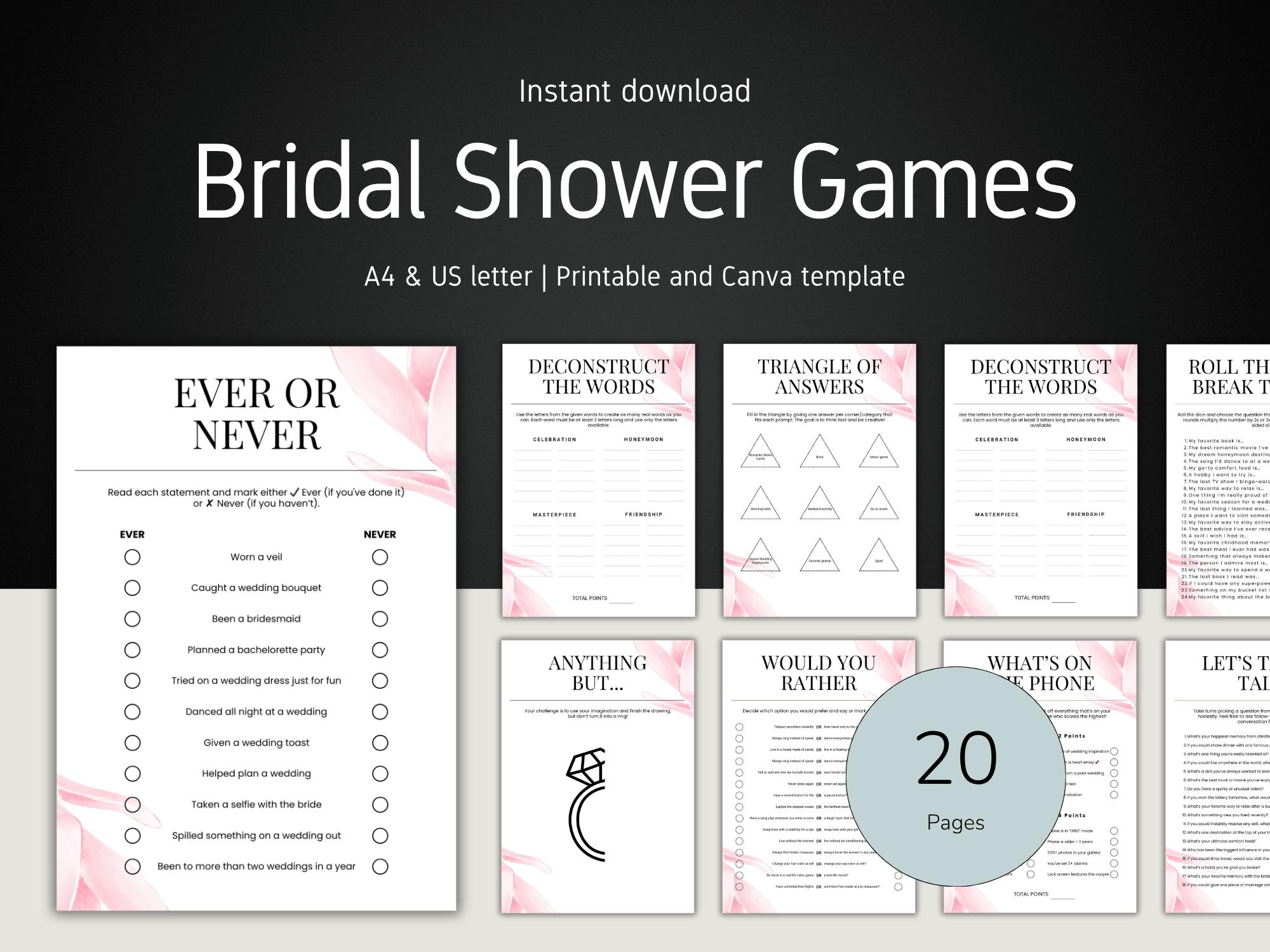 Printable Bridal Shower Games Bundle
