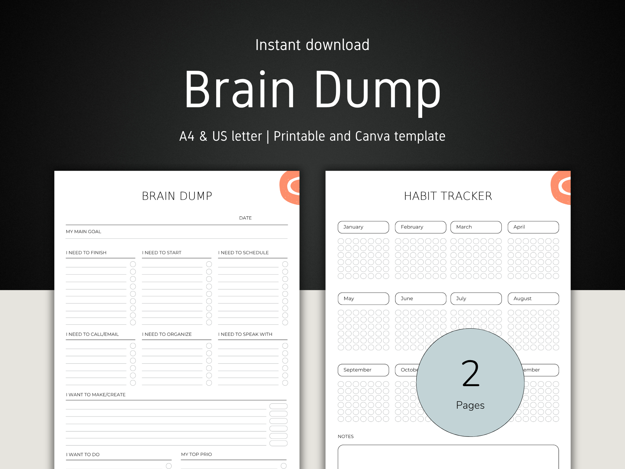 Brain Dump Worksheet: Printable Thought Organizer (PDF Download)