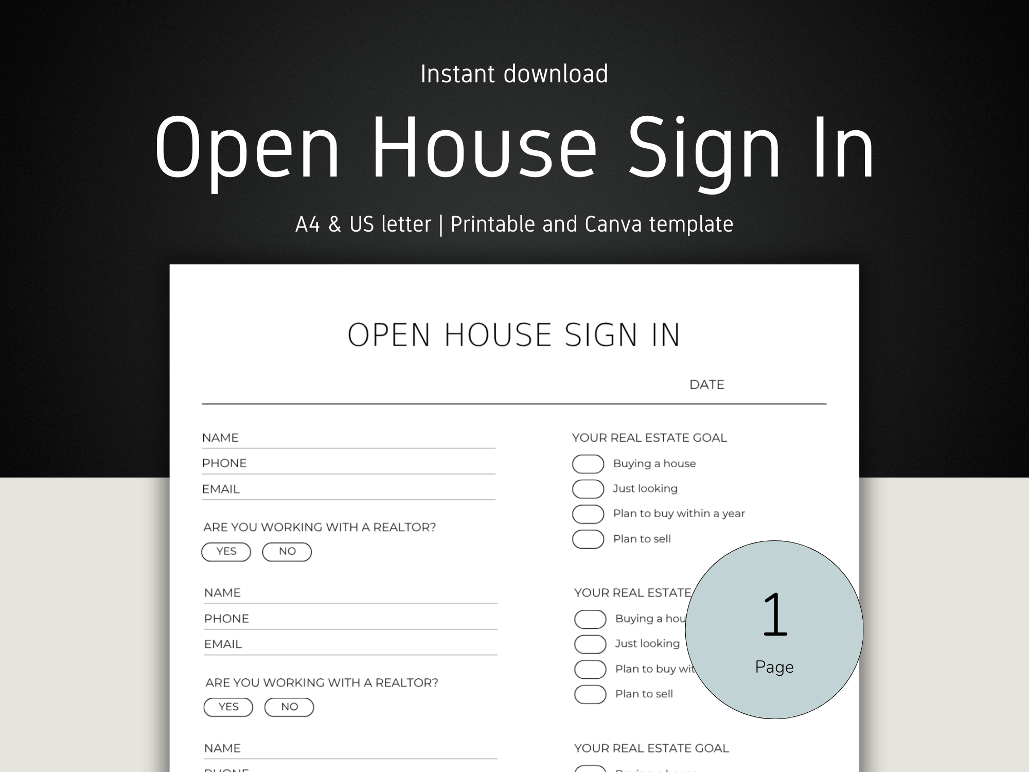 Real Estate Open House Sign-In