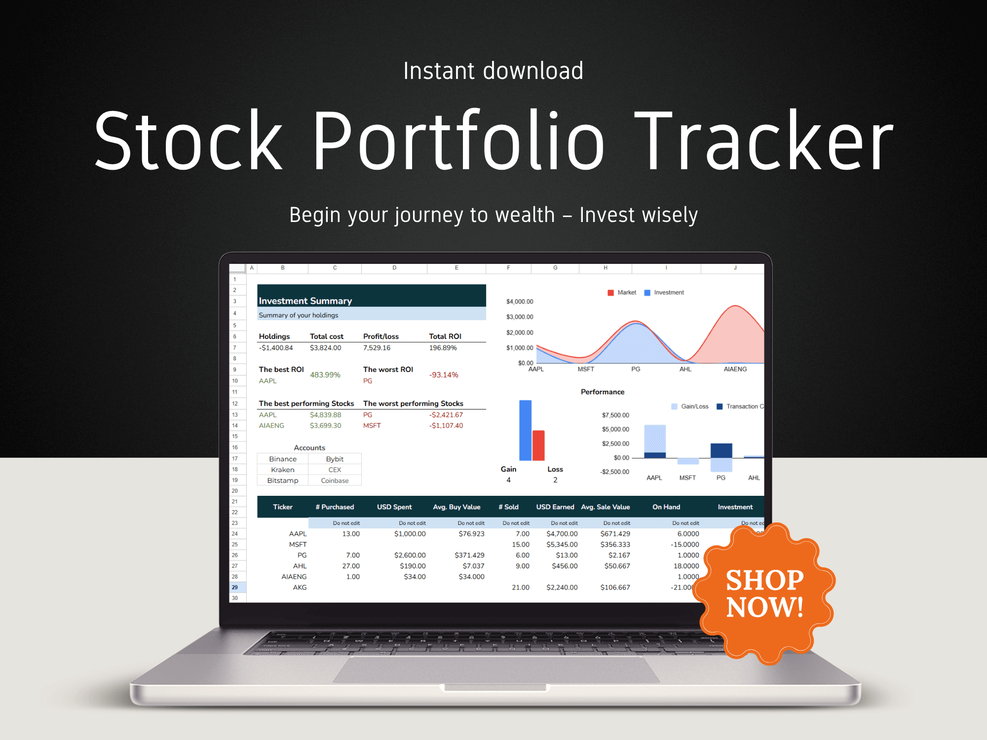 Stock Portfolio template example to download
