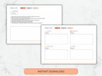 Two document mockups with 'Analysis' sections on a marble background, featuring an 'Instant Download' button.