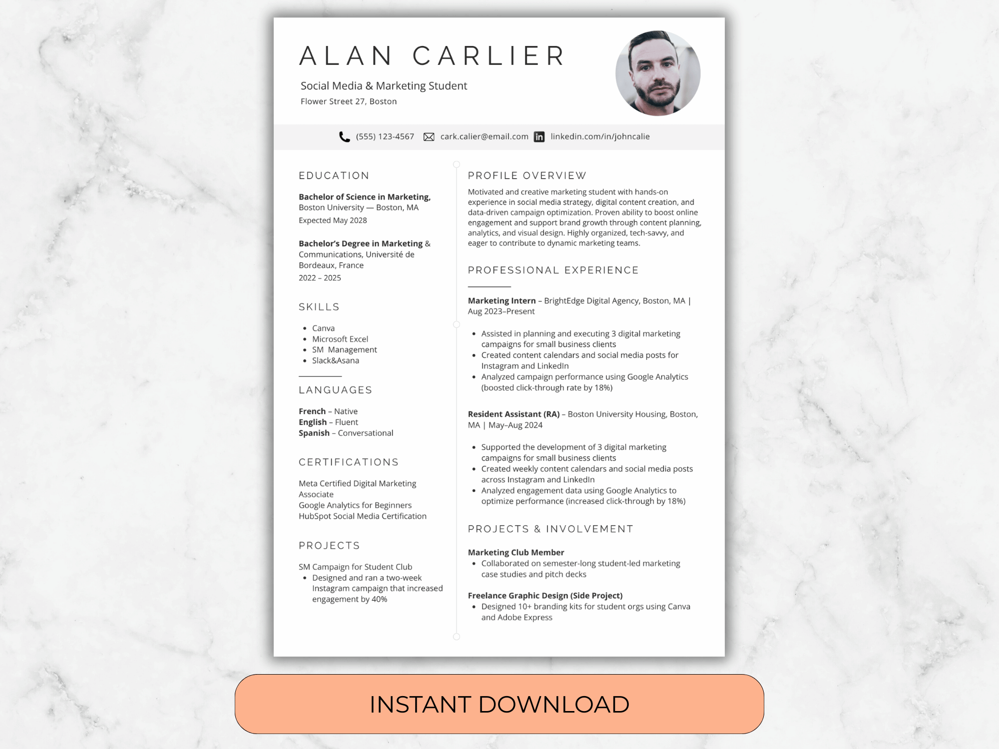 Academic Resume Template: ATS-Friendly