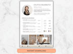 Resume template with a photo of a woman on a marble background