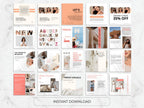 Collection of design templates with text and images on a white background