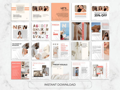 Collection of design templates with text and images on a white background