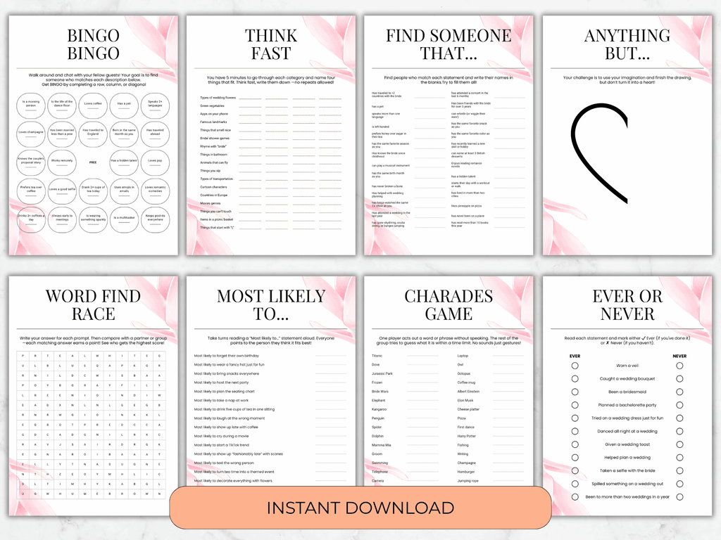 Printable Bridal Shower Games Bundle