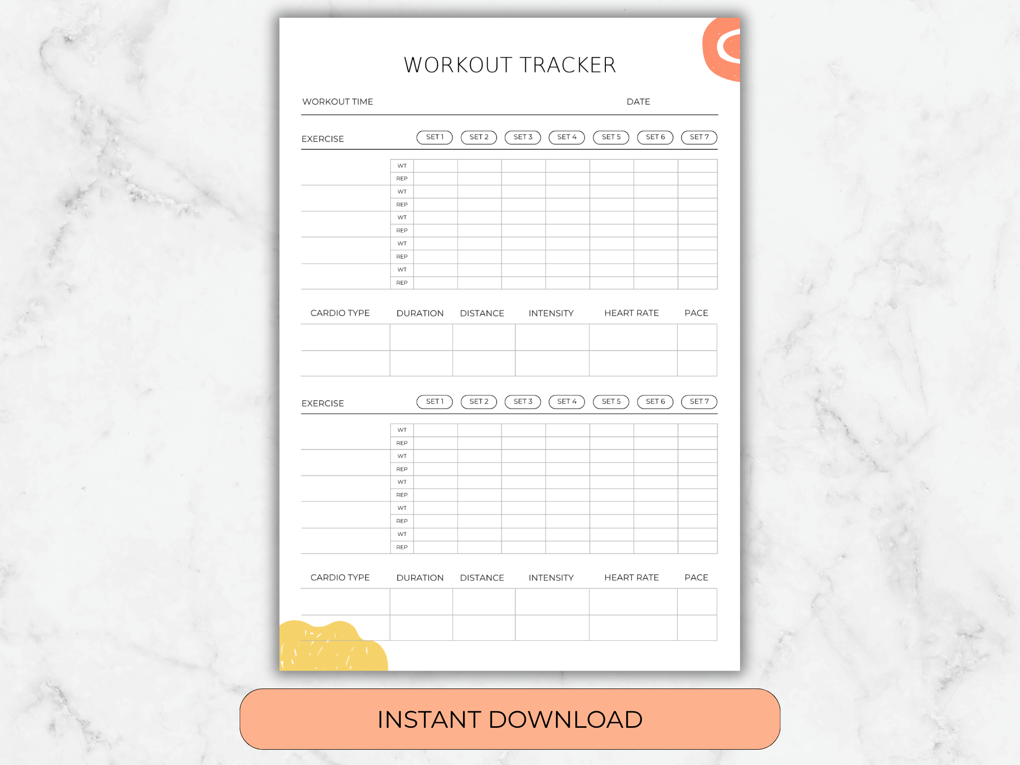 Workout Tracker Template: Exercise Log