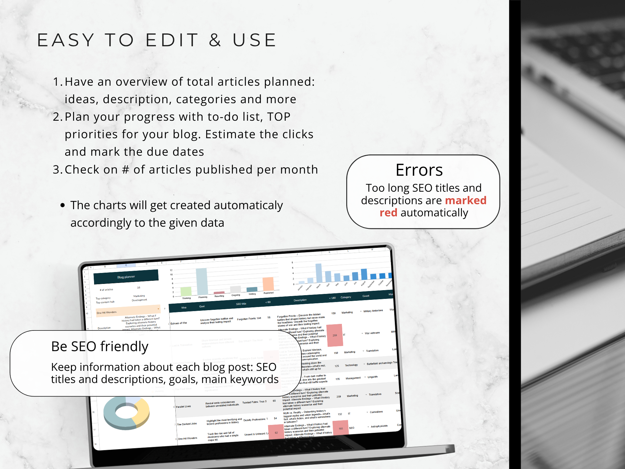 Blog Post Planner & Content Calendar 2025–2026 | Google Sheets Digital Template