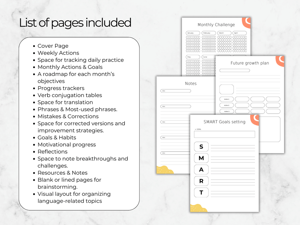 Language Learning Journal & Study Planner