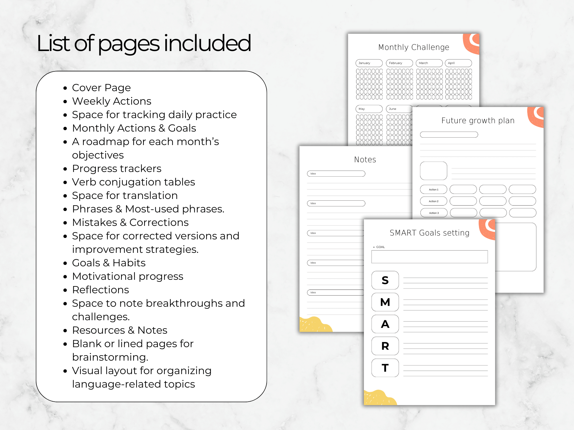 Language Learning Journal & Study Planner