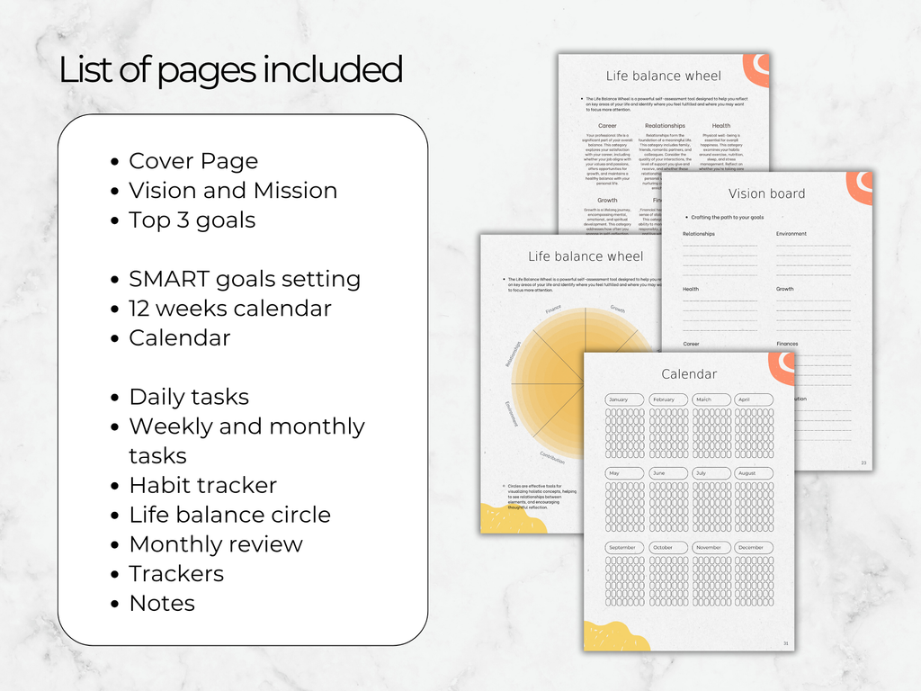12-Week Goal Planner: Printable Productivity Template (Canva Editable, PDF Download)