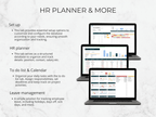 HR planner software interface on multiple devices with text describing features.