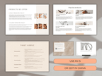Set of design templates with text and product images on a gray background