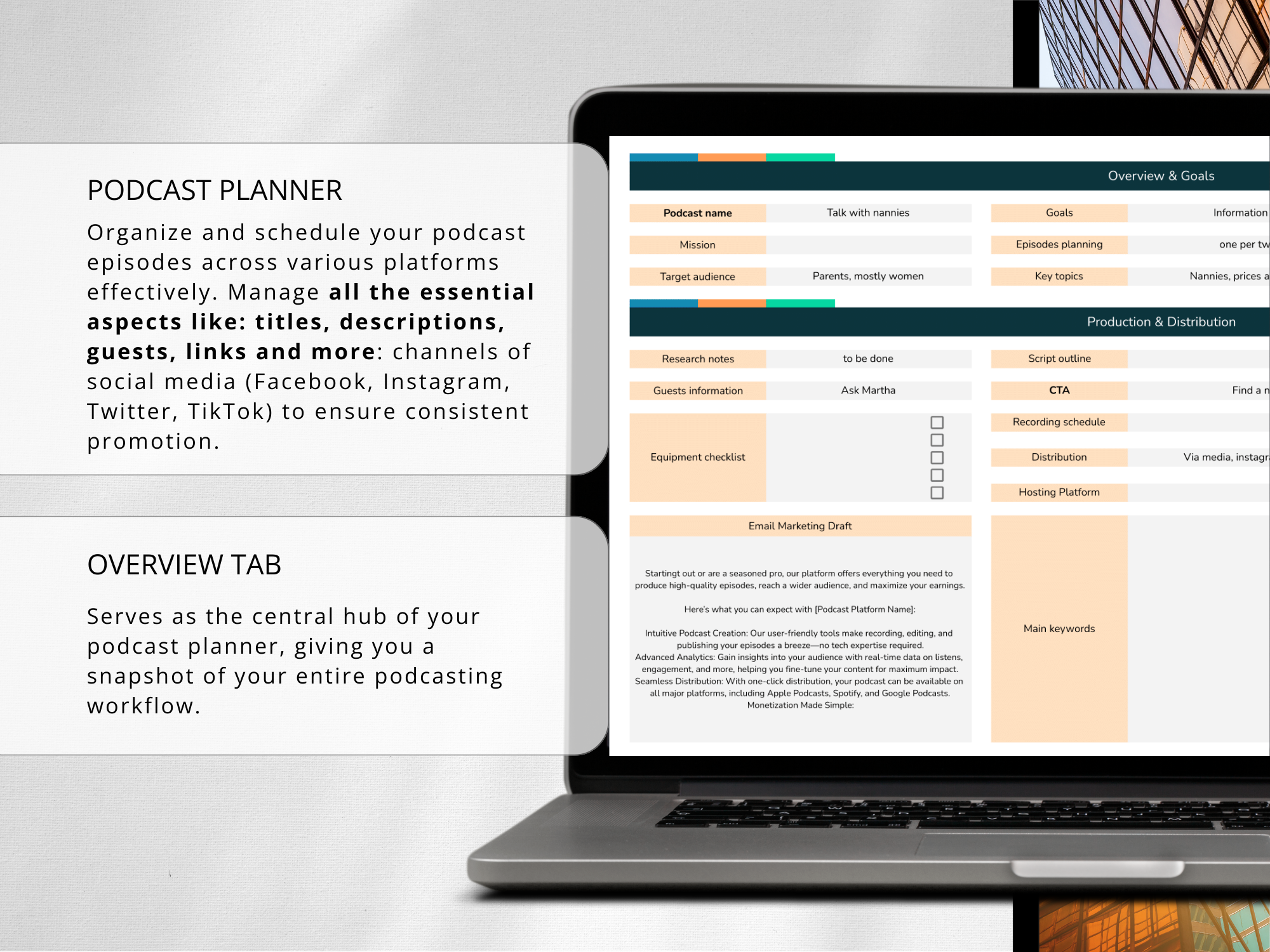 Podcast & YouTube Videos Planner (2025-2026): Google Sheets
