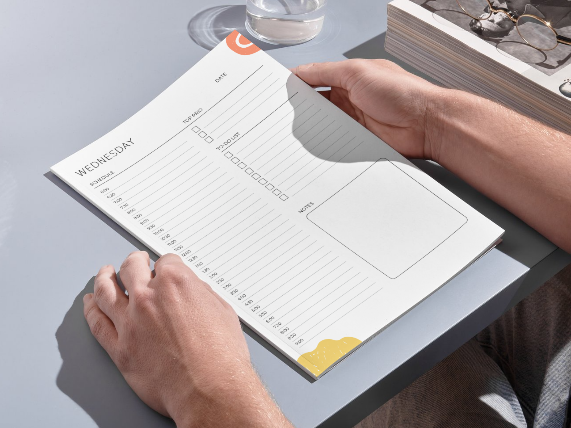 Work From Home Daily Planner: Hourly Schedule, Printable PDF (US Letter & A4)