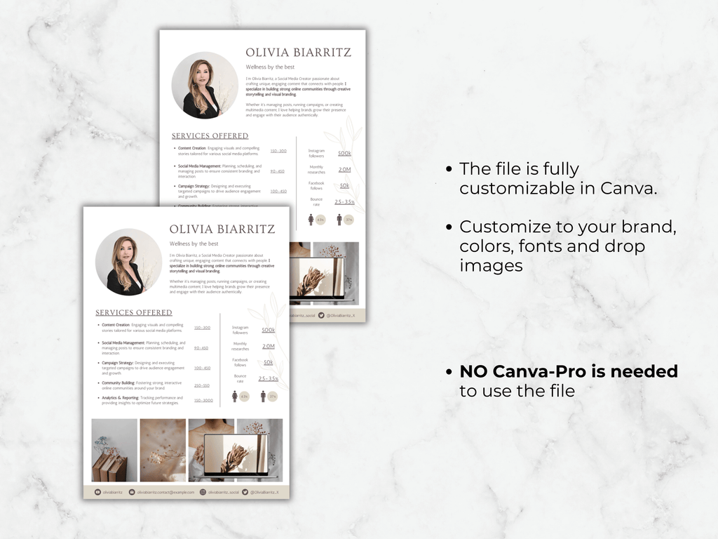Rate Card Template for Influencers (Canva)