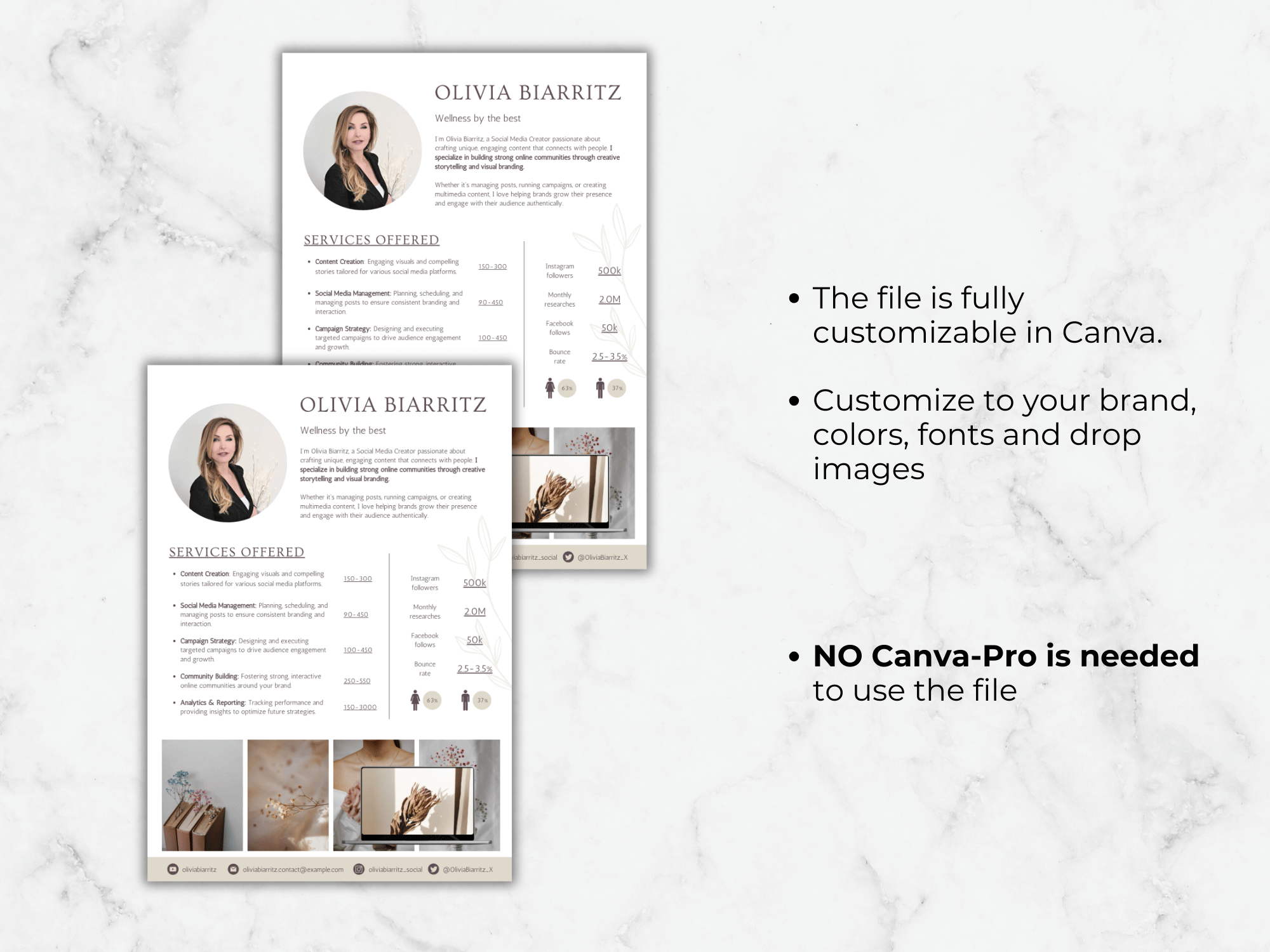 Rate Card Template for Influencers (Canva)