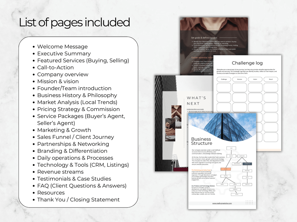 Real Estate Business Plan Template