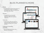 Laptops displaying a blog planner and to-do list application on a light gray background.
