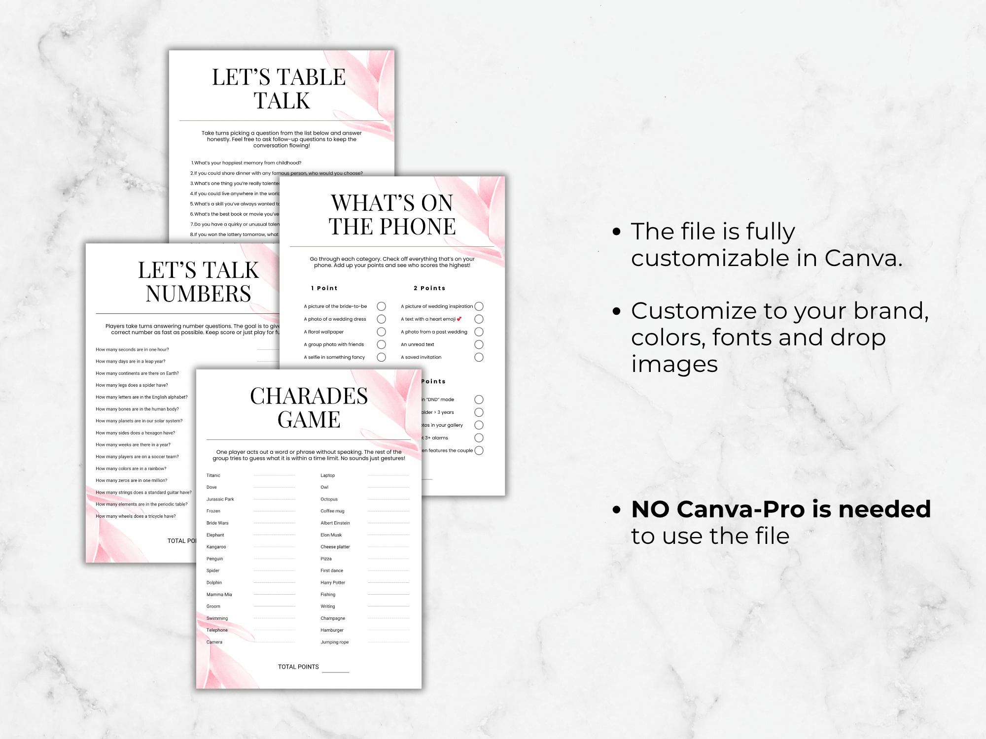 Printable Bridal Shower Games Bundle