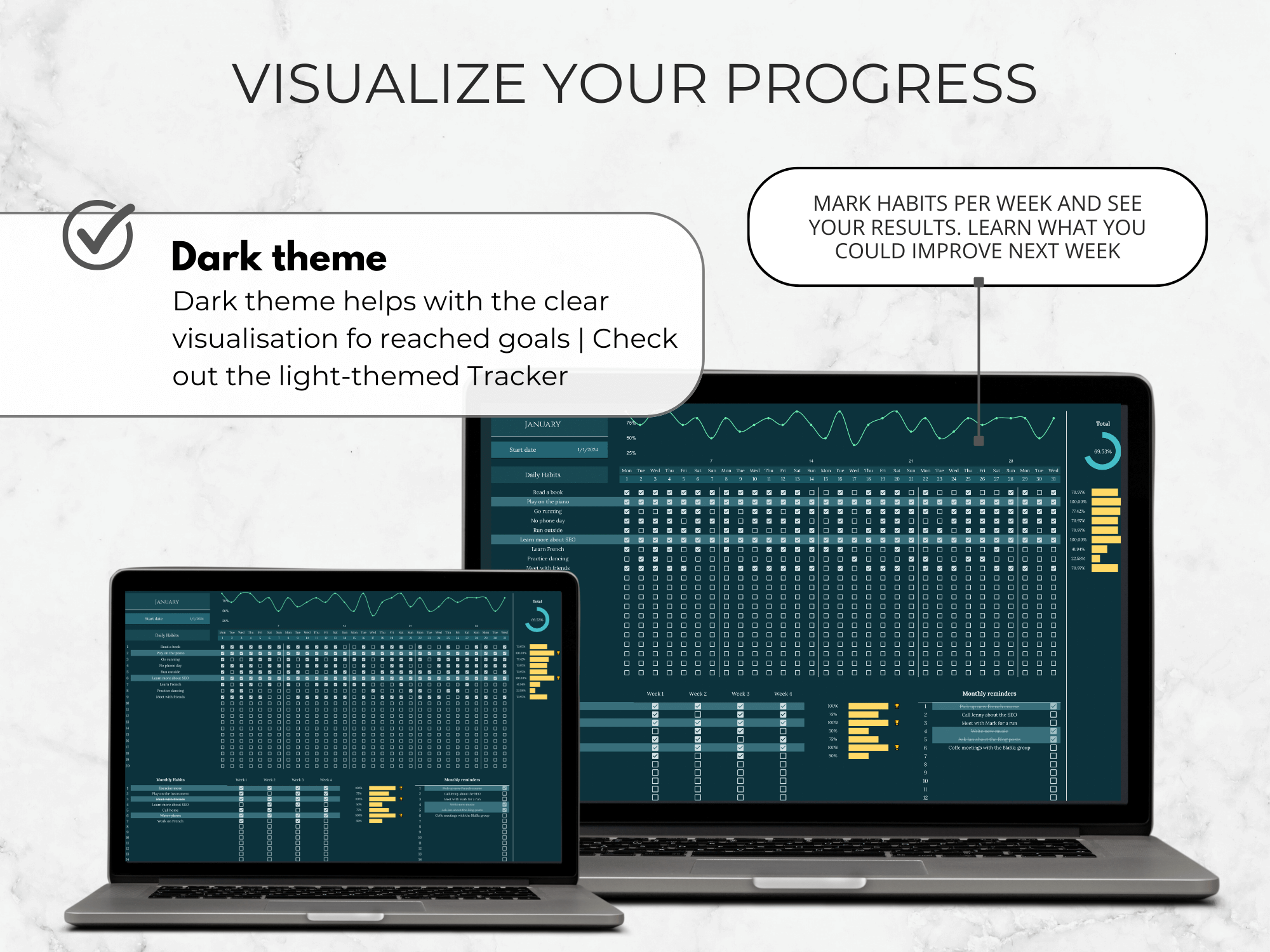 Habit Tracker Template | Dark theme