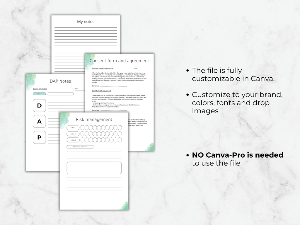 Therapy Notes Template: Client session notes (Printable PDF)