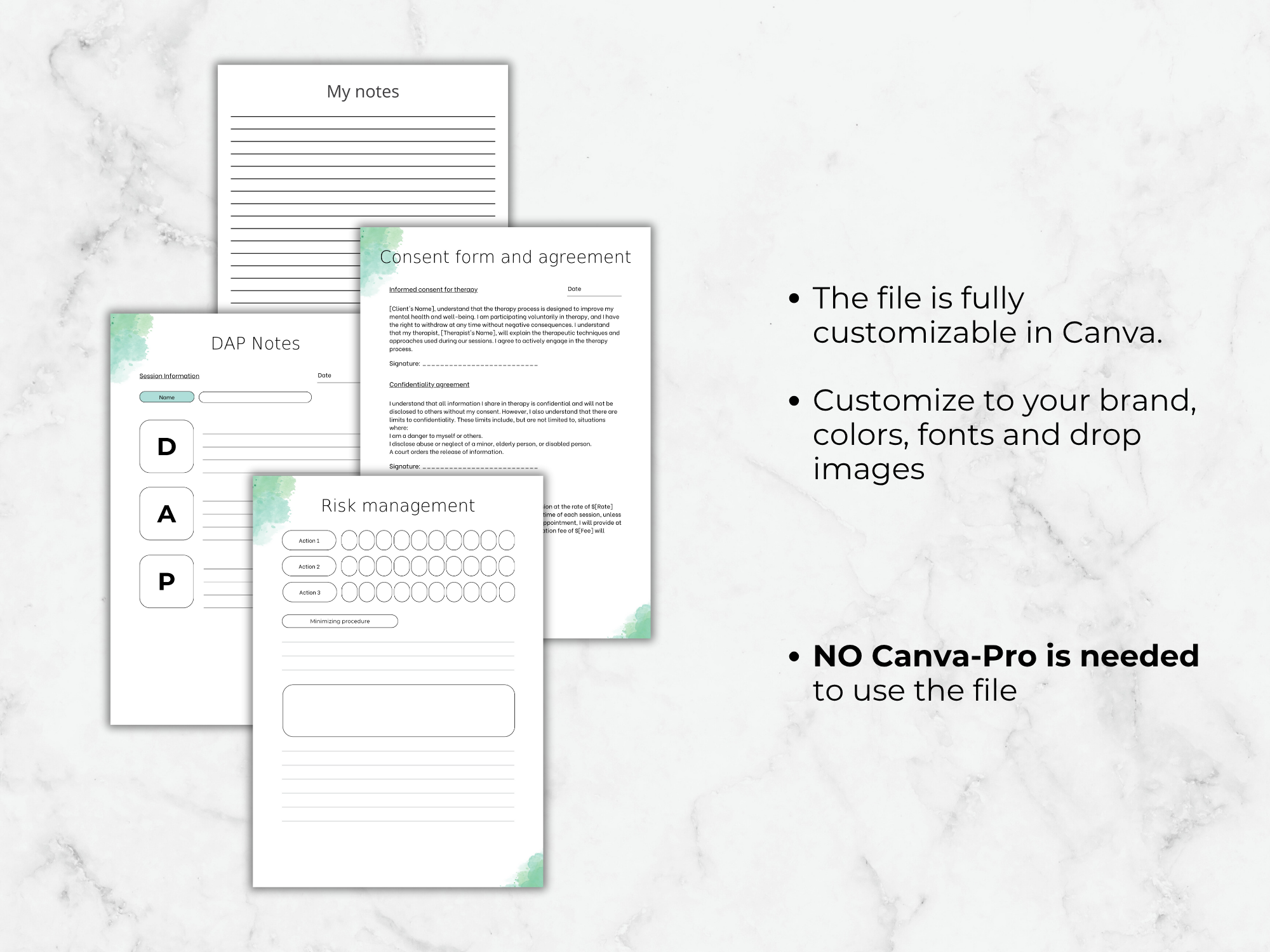 Therapy Notes Template: Client session notes (Printable PDF)