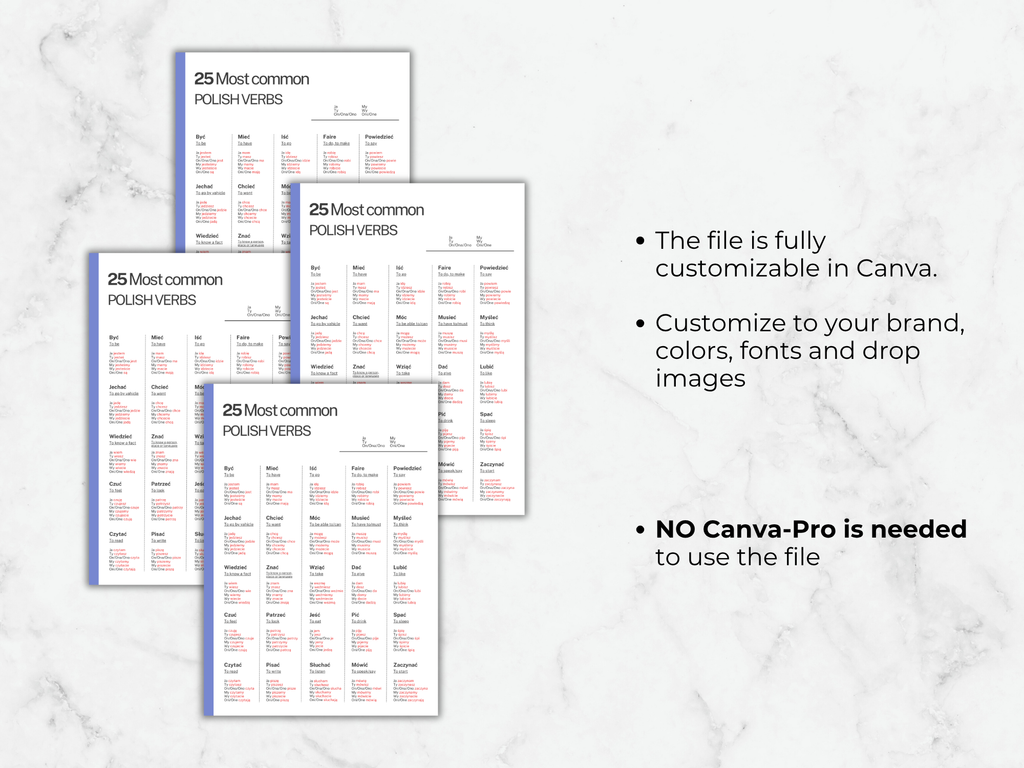 Polish Verbs Conjugation: Language learning cheat sheet (Printable PDF)