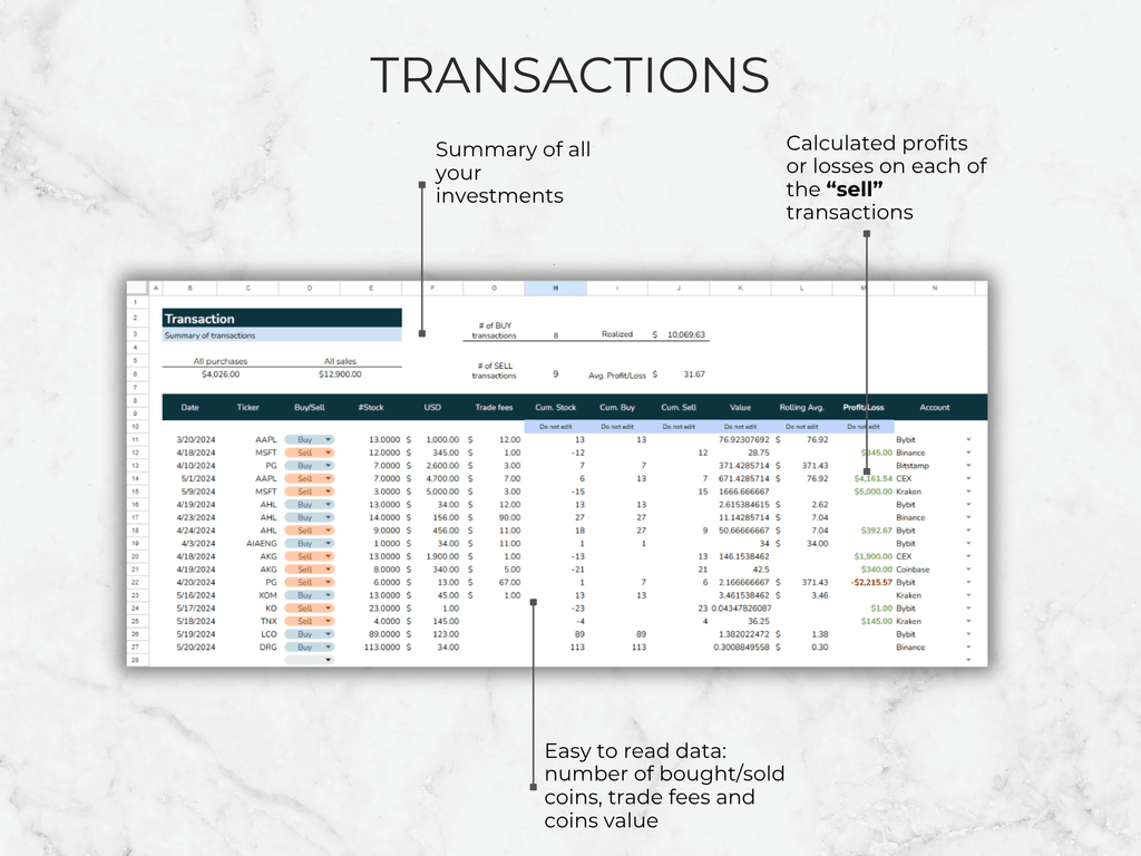 Crypto Portfolio Tracker: Google Sheets Template