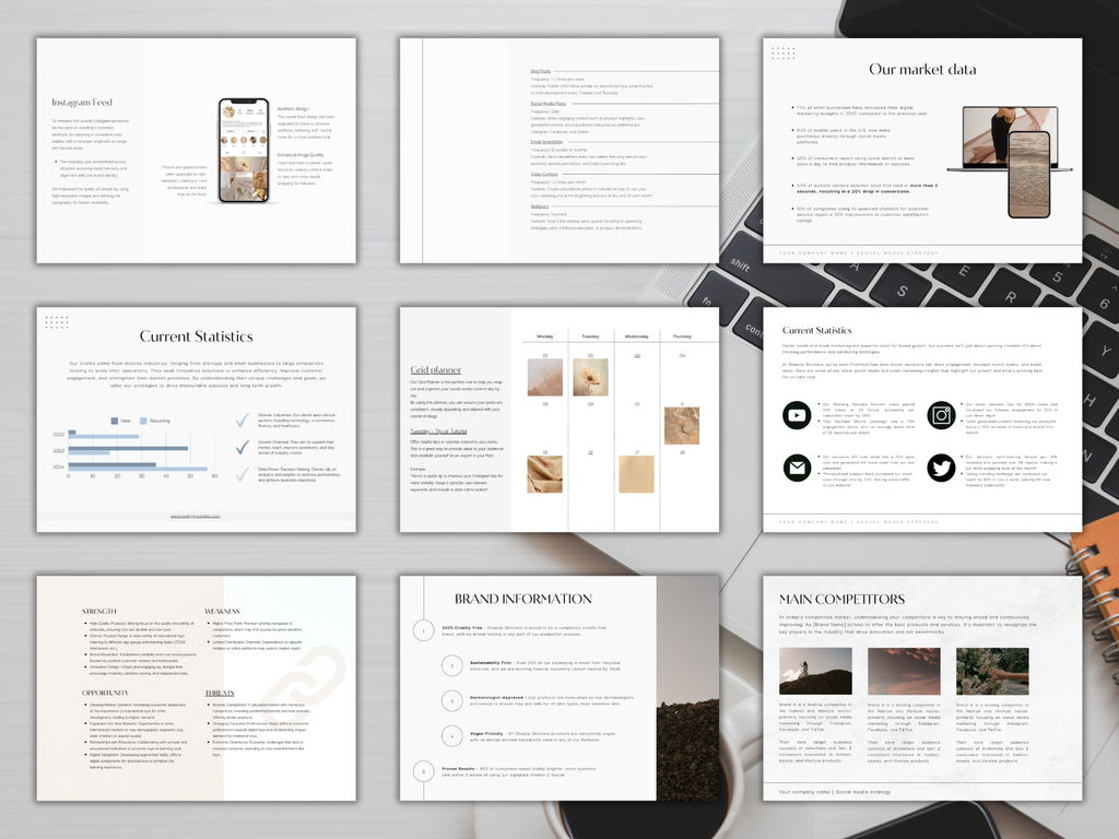 Social Media Strategy Template: Client Proposal Canva Template (69 Pages)
