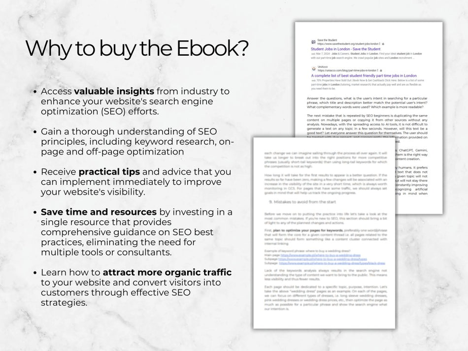 Ebook promotion with text on a marble background