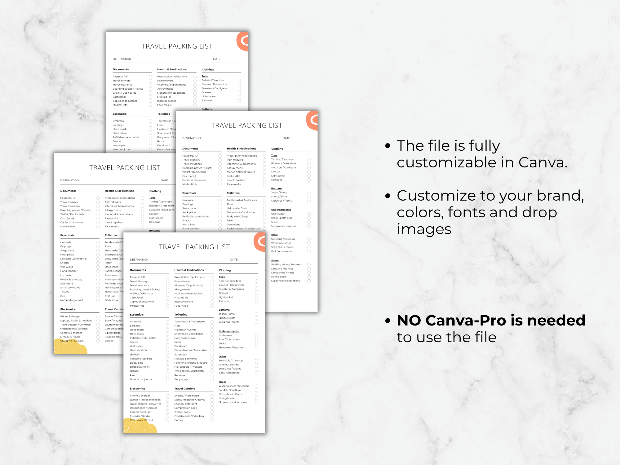 International Travel Packing List Template