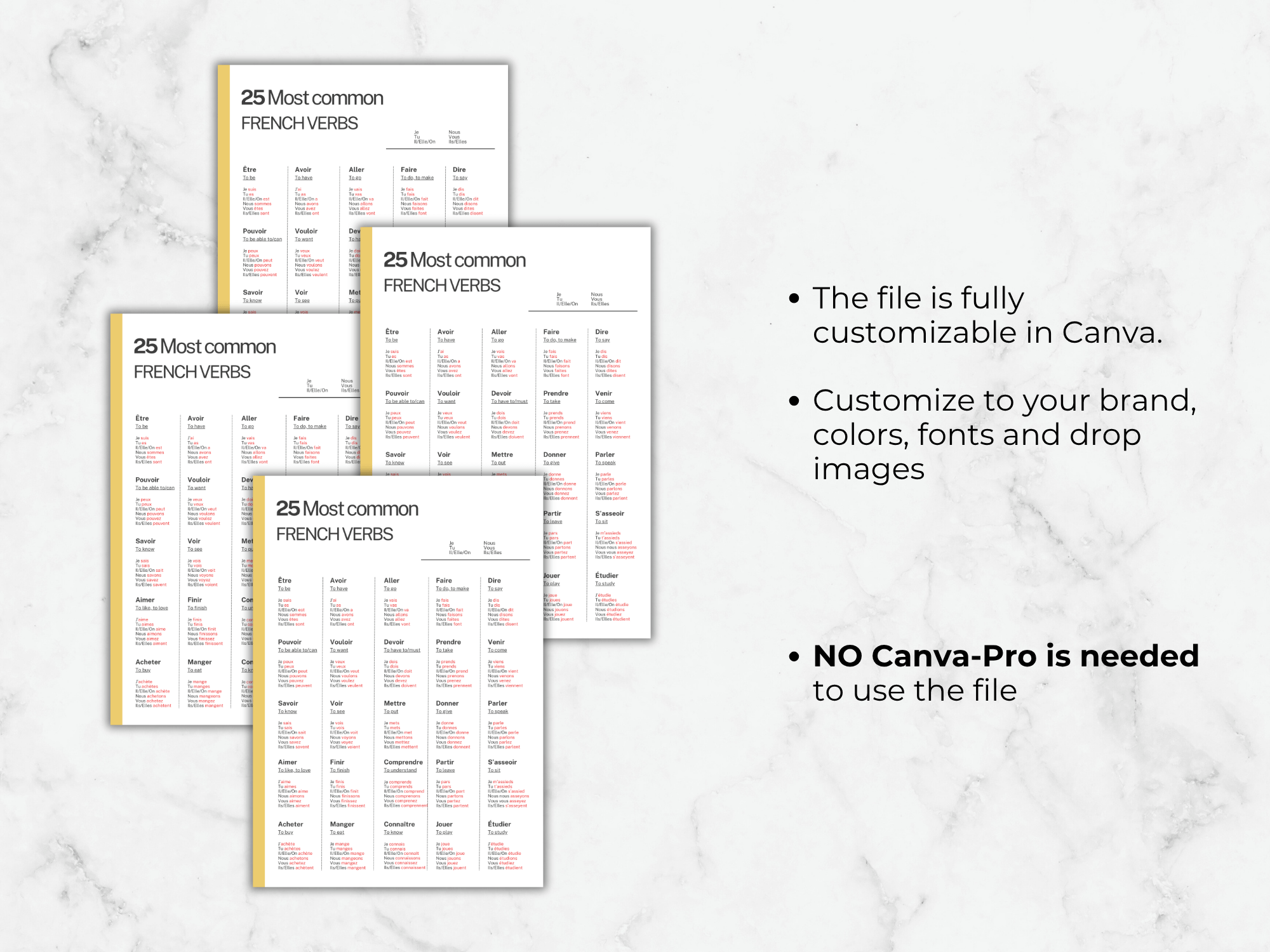 French verbs conjugation Template